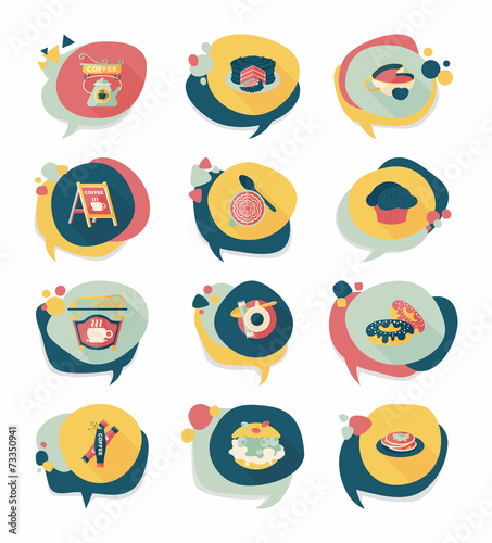 Coffee bubble speech flat banner design flat background set, eps