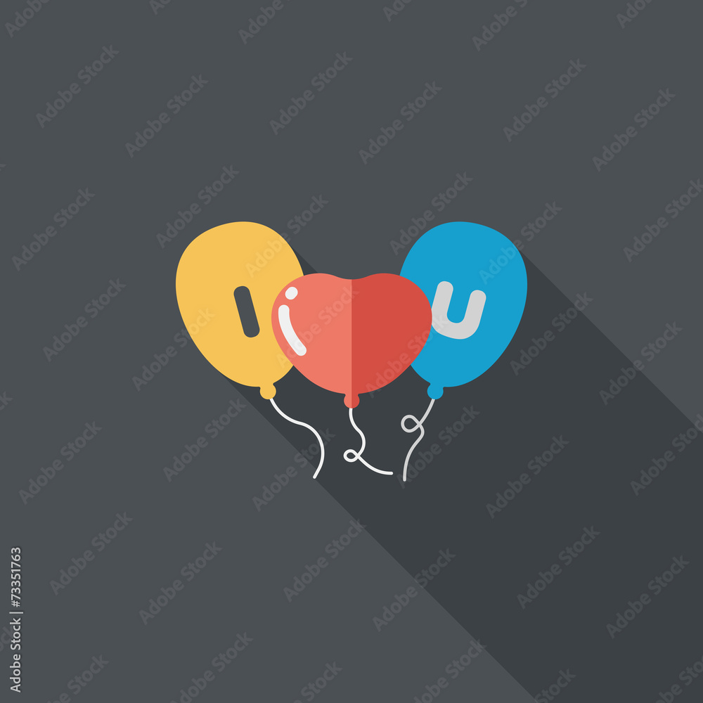 Valentine's Day ballons flat icon with long shadow,eps10 Valentine's Day ballons flat icon with long shadow,eps10