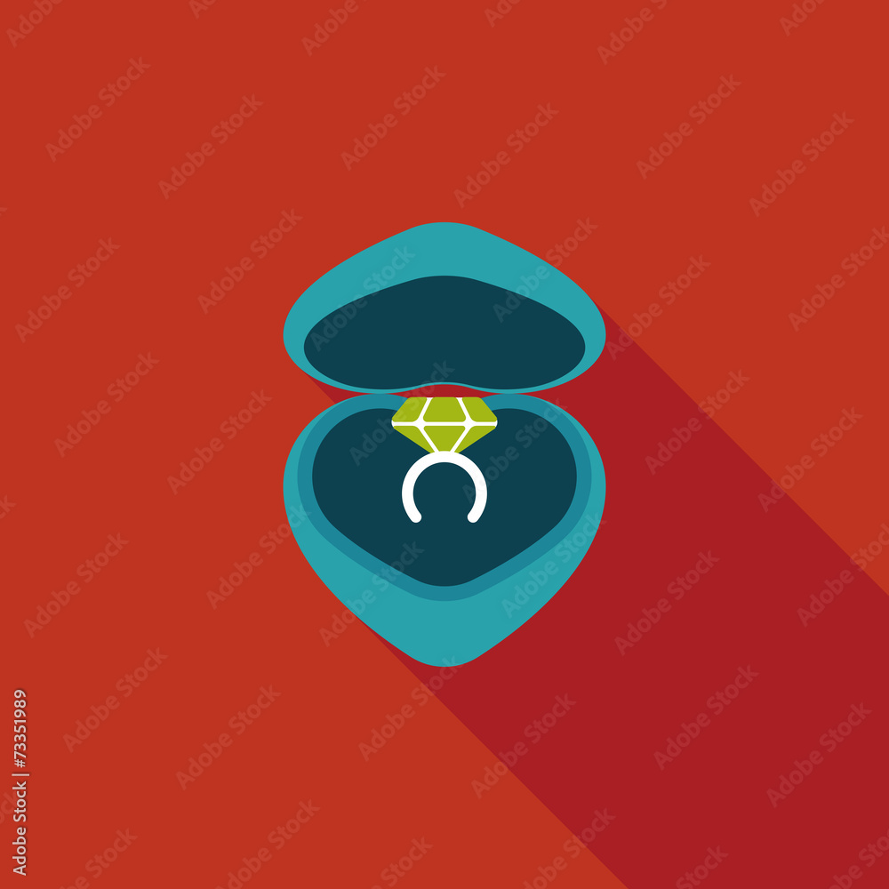 Valentine's Day diamond ring flat icon with long shadow,eps10 Valentine's Day diamond ring flat icon with long shadow,eps10