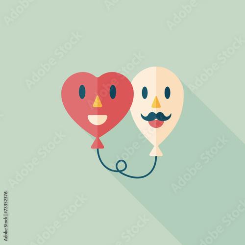 Valentine's Day ballons flat icon with long shadow,eps10