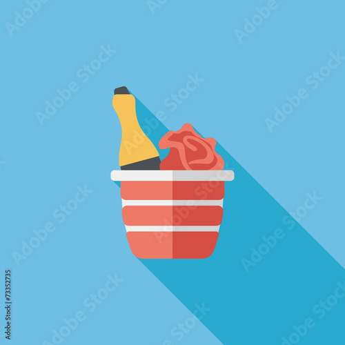 Valentine's day champagne flat icon with long shadow,eps10