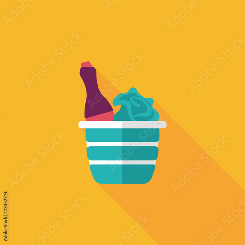 Valentine's day champagne flat icon with long shadow,eps10