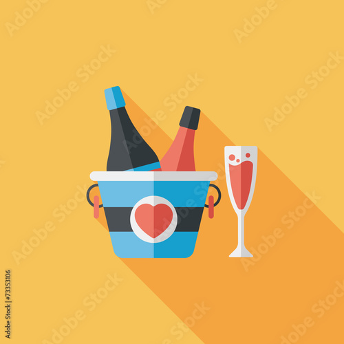 Valentine's day champagne flat icon with long shadow,eps10