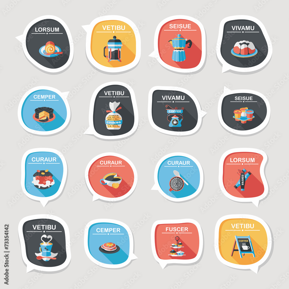 Coffee bubble speech flat banner design flat background set, eps Coffee bubble speech flat banner design flat background set, eps