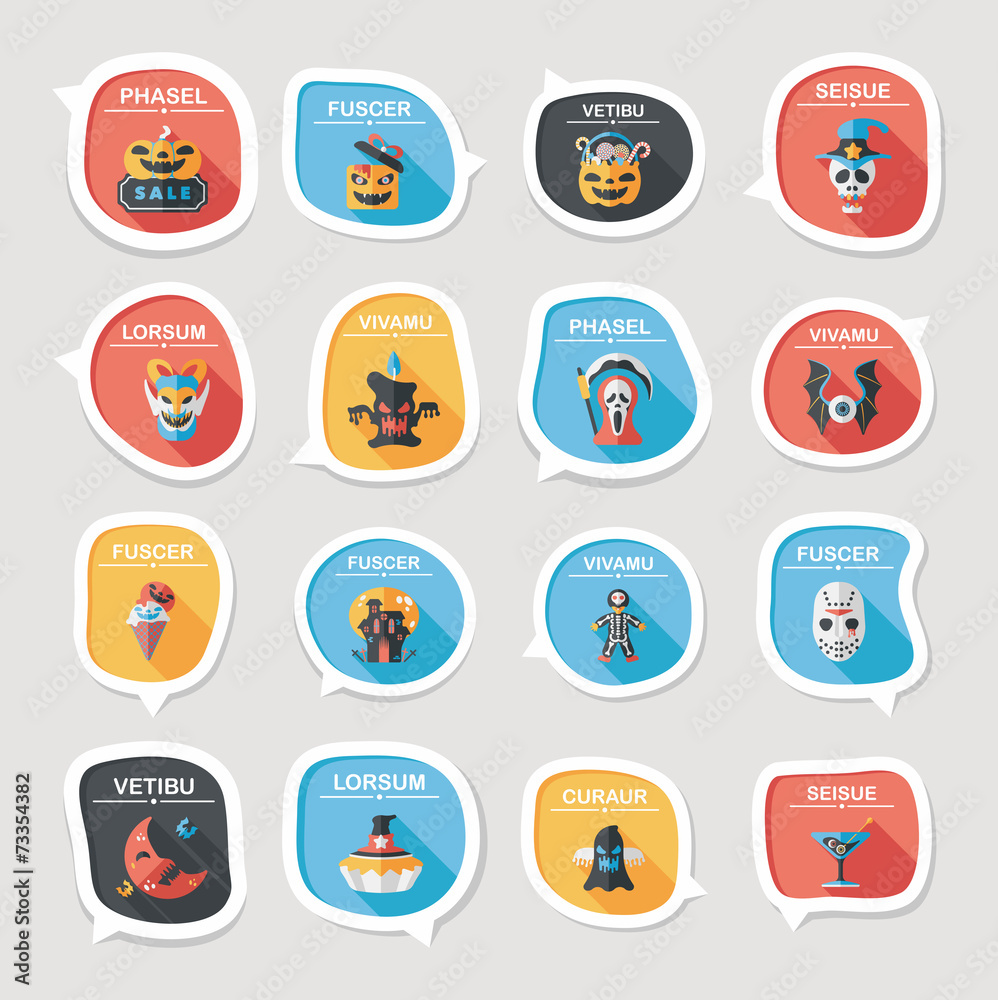 Halloween bubble speech banner design flat background set, eps10 Halloween bubble speech banner design flat background set, eps10