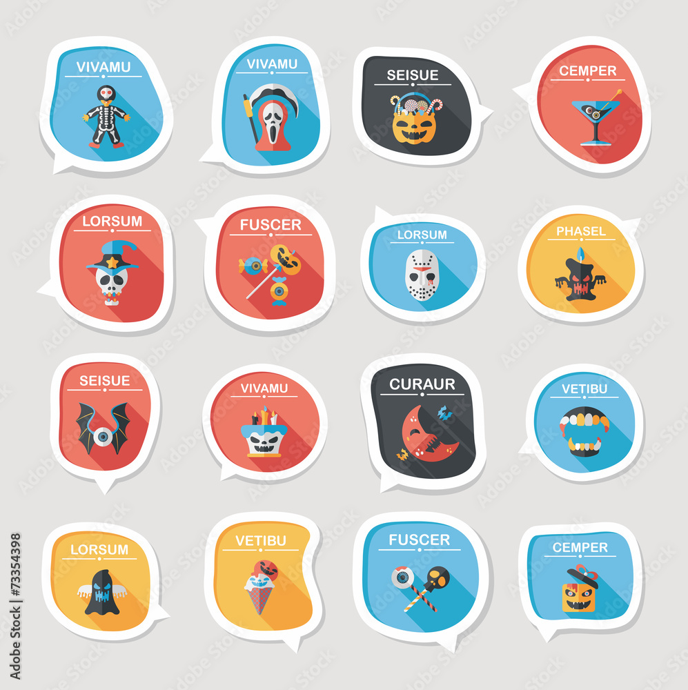 Halloween bubble speech banner design flat background set, eps10 Halloween bubble speech banner design flat background set, eps10