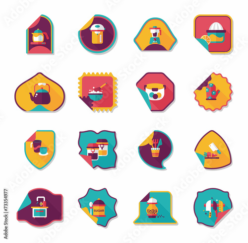 Kitchenware sticker flat banner background set, eps10