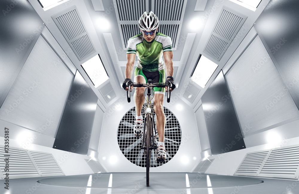 Fototapeta premium Sport. Cyclist has a traning in the wind tunnel