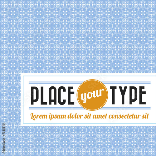 Vintage pattern and label. Elements isolated on cyan background.