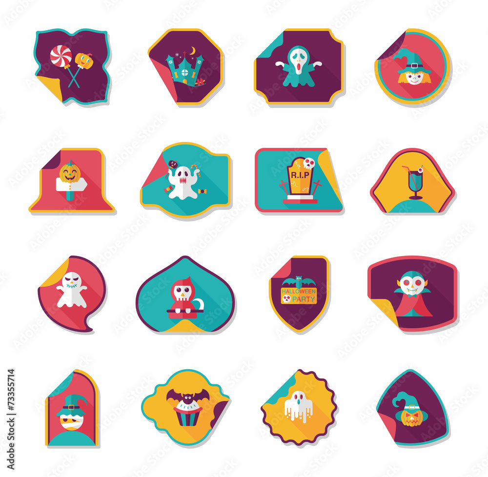Halloween sticker banner flat background set, eps10 Halloween sticker banner flat background set, eps10
