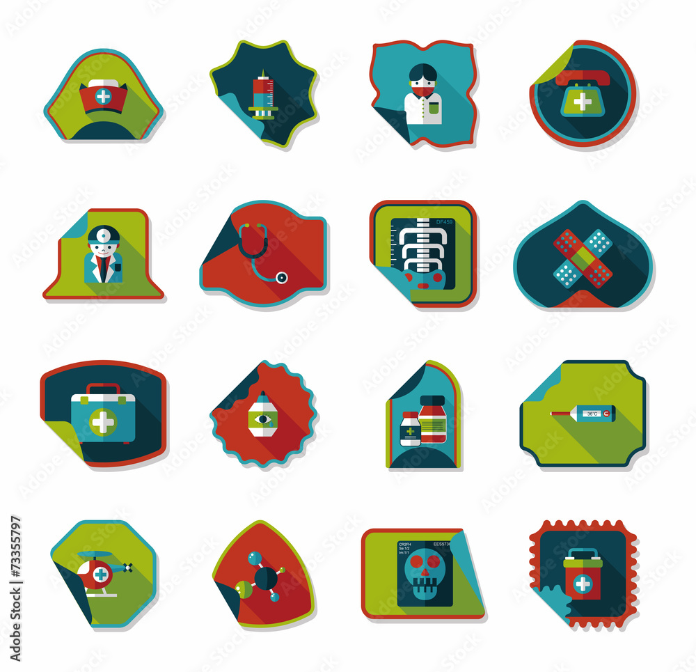 Hospital sticker flat banner background set, eps10 Hospital sticker flat banner background set, eps10