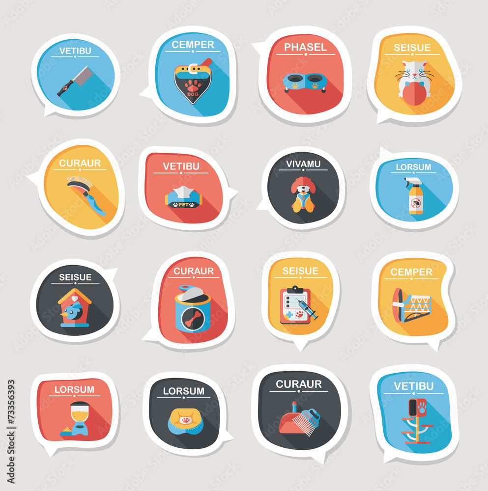 Pet bubble speech flat banner design background set, eps10 Pet bubble speech flat banner design background set, eps10