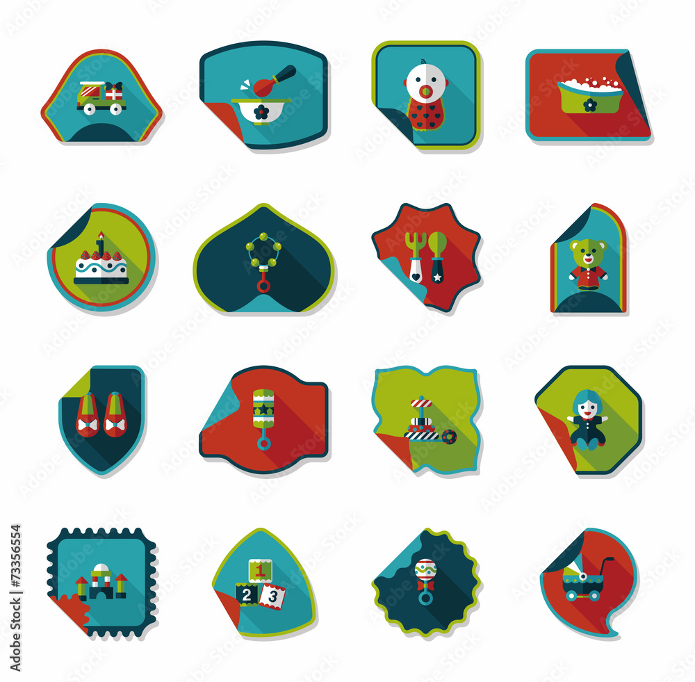 baby sticker banner design flat background set, eps10 baby sticker banner design flat background set, eps10
