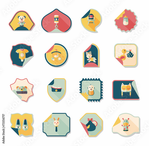 baby sticker banner design flat background set, eps10
