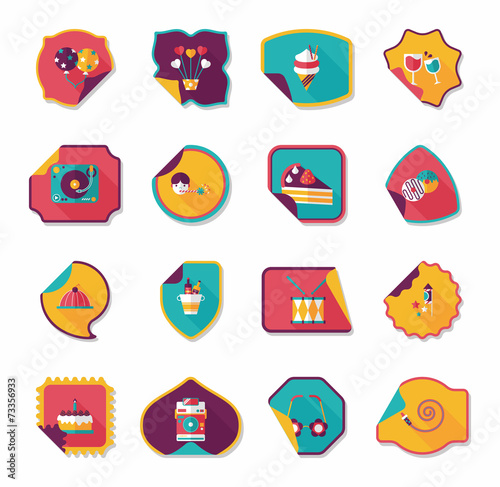 Birthday sticker flat banner background set, eps10
