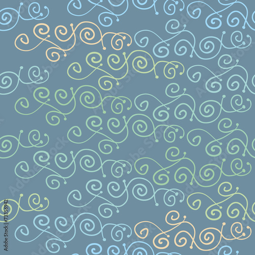 Seamless pattern with colored curled lines