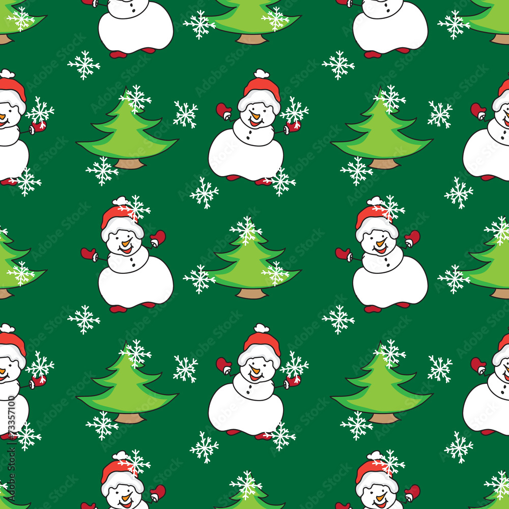 Snowman Christmas seamless pattern color