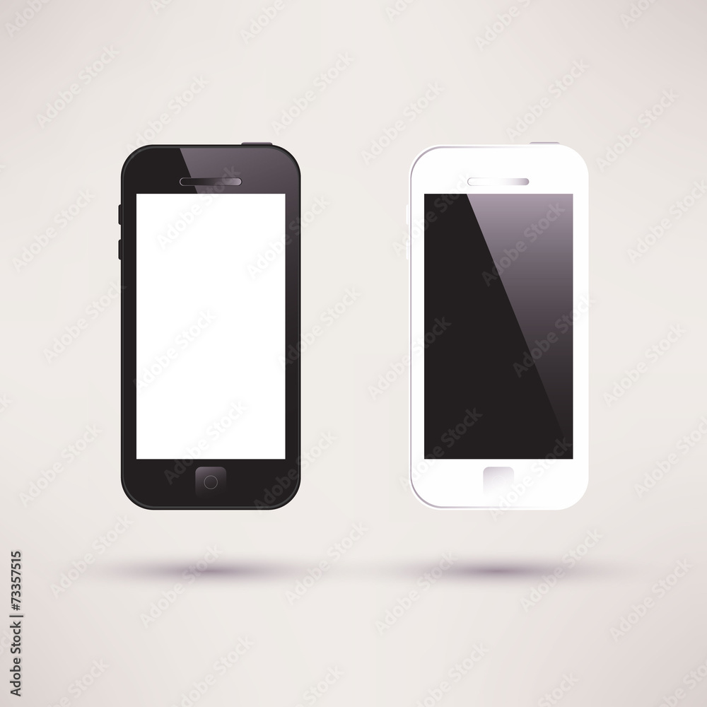 White and black Touchscreen Smartphone. Flat design. White and black Touchscreen Smartphone. Flat design.