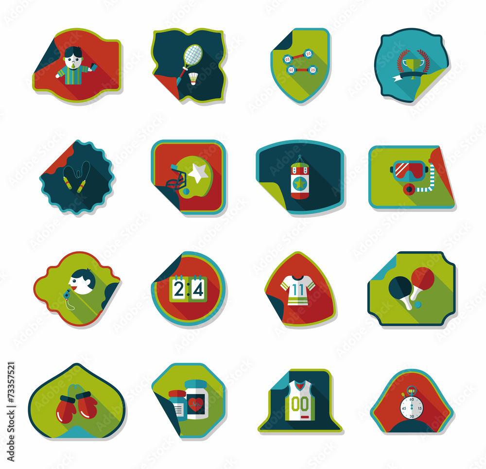 Sport sticker flat banner background set, eps10 Sport sticker flat banner background set, eps10