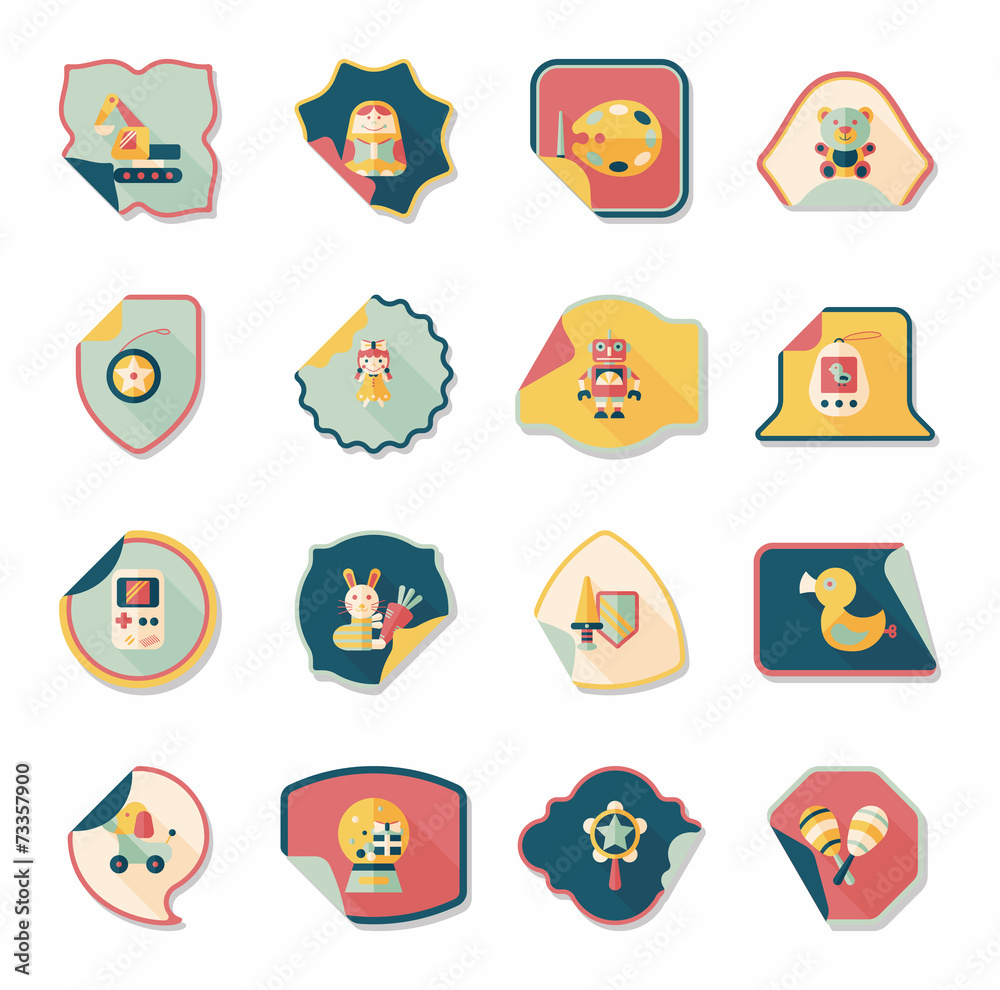 Toy sticker flat banner background set, eps10 Toy sticker flat banner background set, eps10
