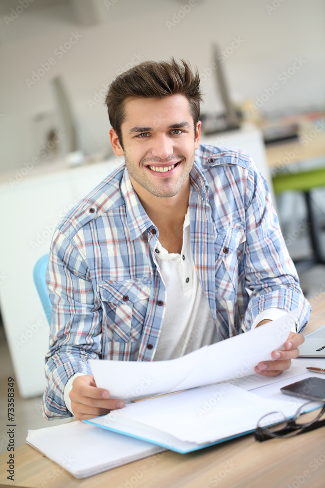 Student doing a training period in office Student doing a training period in office