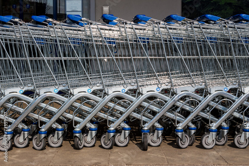 Einkaufswagen vor einem Supermarkt