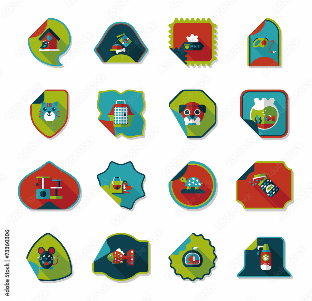 Pet sticker flat banner design background set, eps10 Pet sticker flat banner design background set, eps10