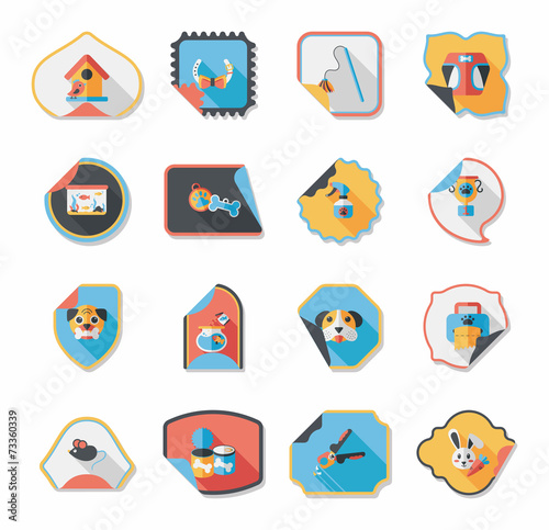 Pet sticker flat banner design background set, eps10