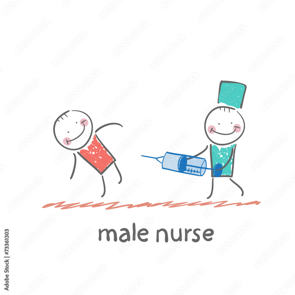 male nurse make an injection syringe ill patient male nurse make an injection syringe ill patient