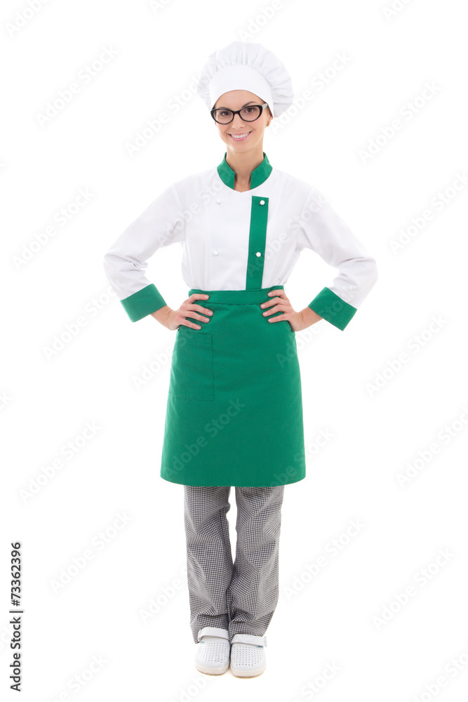 woman chef in uniform - full length isolated on white woman chef in uniform - full length isolated on white