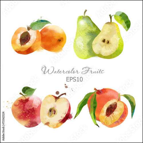 pear,apple,peach,set