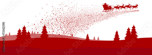 Weihnachskarte, Sternschnuppe, Weihnachtsmann, Winterlandschaft