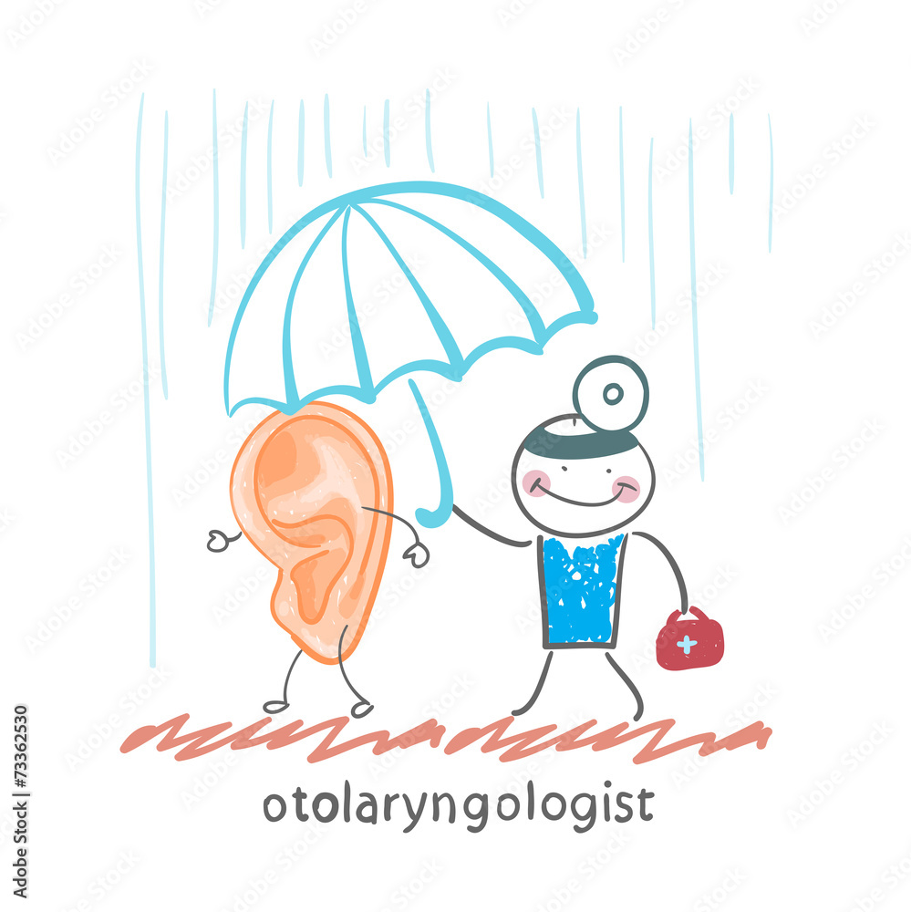 otolaryngologist holding an umbrella over the patient otolaryngologist holding an umbrella over the patient