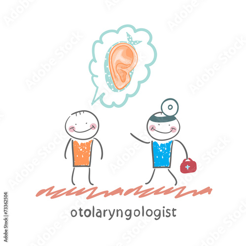 otolaryngologist listens to a story about a patient's ear