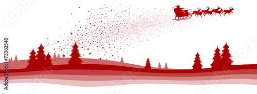 Weihnachskarte, Sternschnuppe, Weihnachtsmann, Winterlandschaft