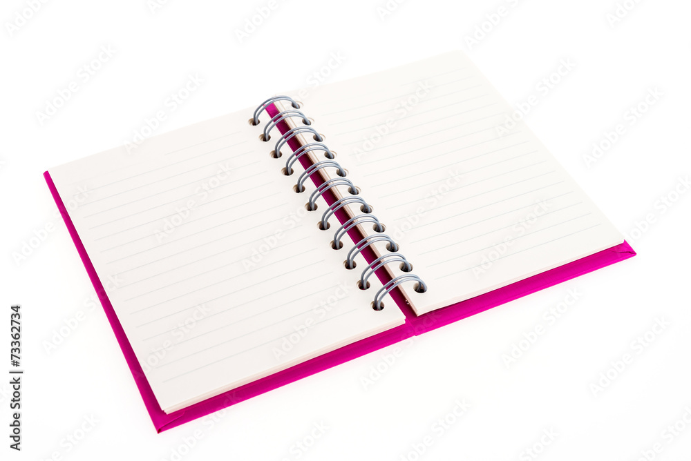 Pink note book isolated on white background Pink note book isolated on white background