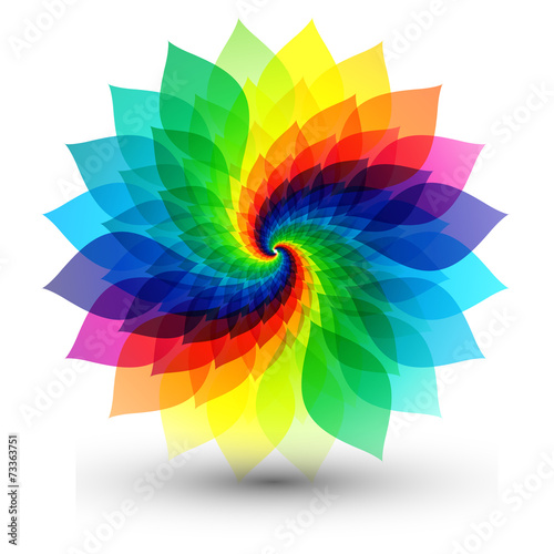 Colorful flower icon with swirl design concept