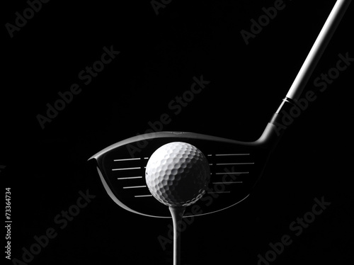 Stampa su tela Golf Wood with a Golf Ball and Golf Tee