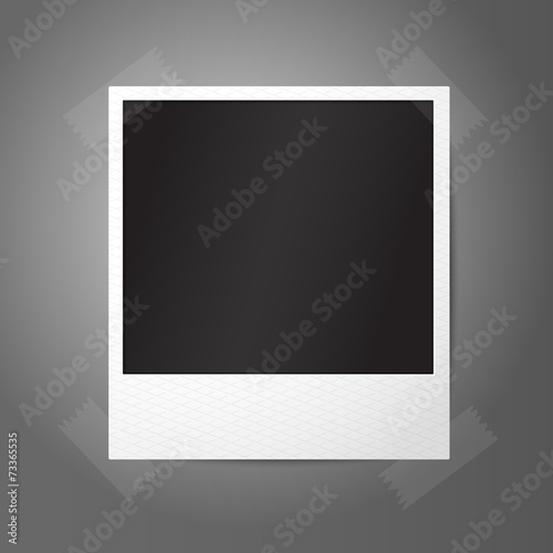 Blank vector instant photo frame, sticked to the wall.