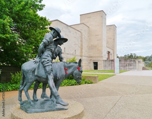 Simpson and his donkey field ambulance in Canberra