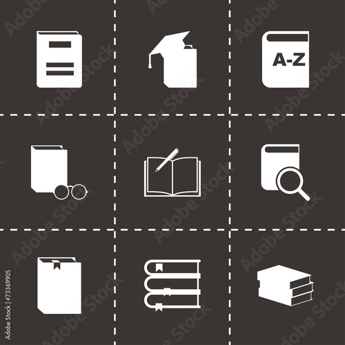 Vector black schoolbook icon set