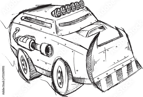 Armored Truck Vehicle Sketch Vector Illustration Art