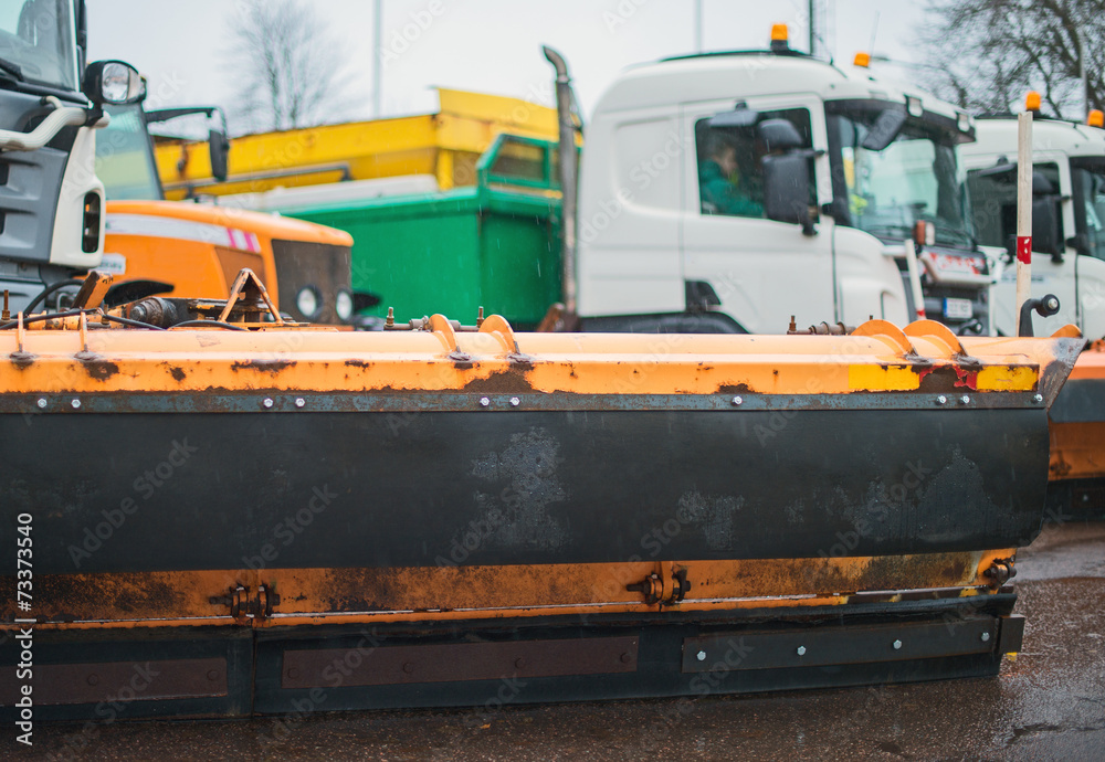 Plow-frame Close-up. Winter road services are ready for winter.