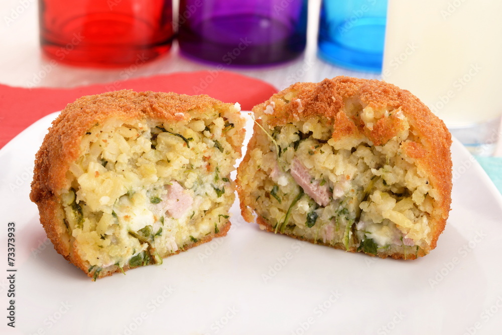 arancini with ham and spinach arancini with ham and spinach