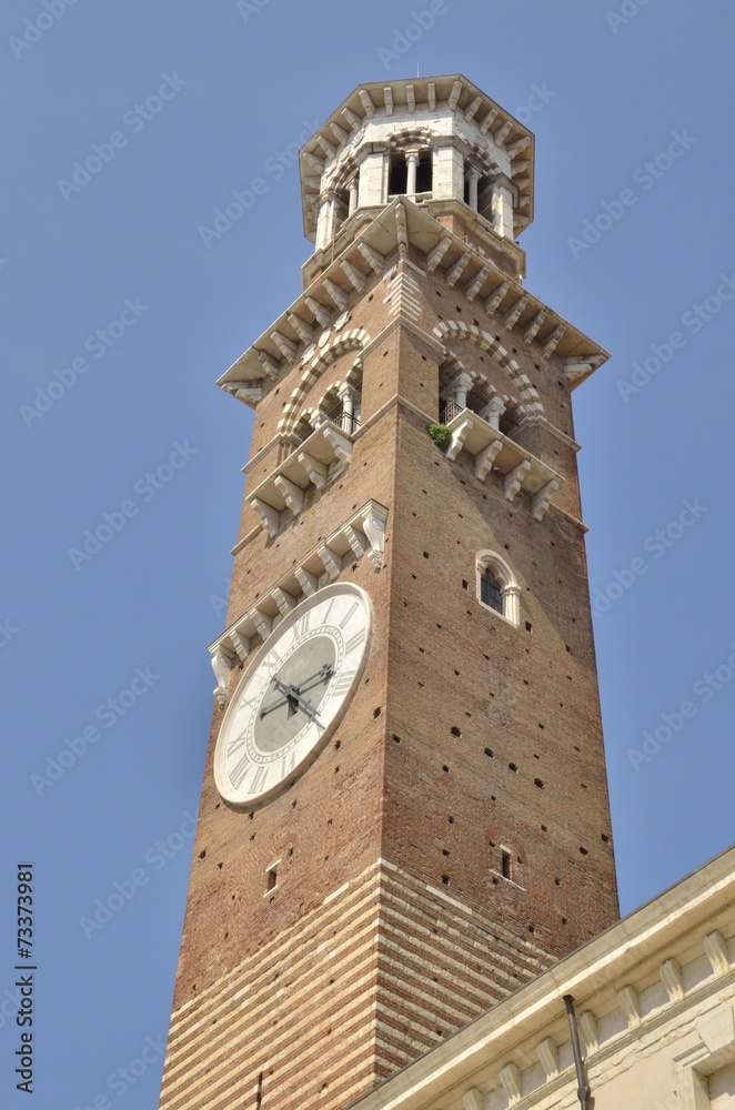 Tower in  Piazza delle Erbe; verona, Italy