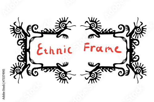 Black frame element with dragons  vector