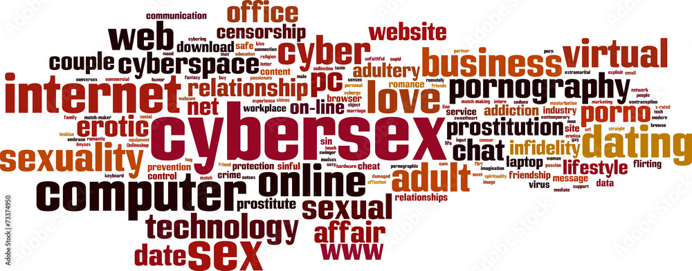 Cybersex word cloud concept. Vector illustration