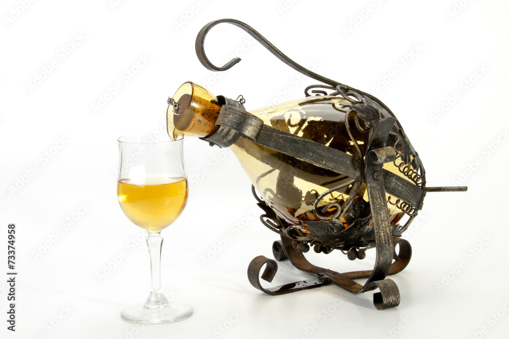 Ornate Swivel Frame and Holder Decanting Wine into Glass