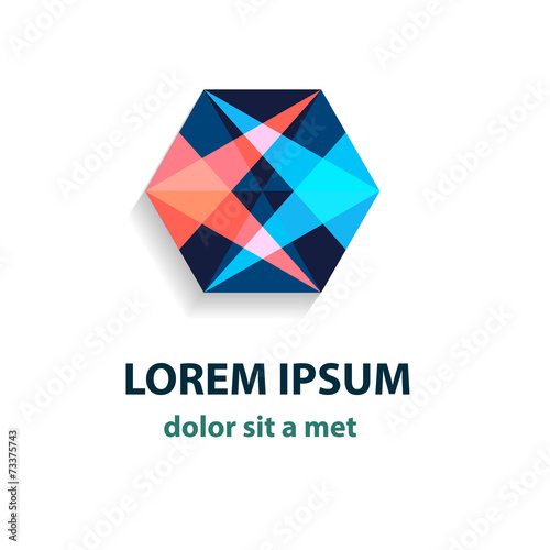 Vector crystal abstract logo. Modern polygon design