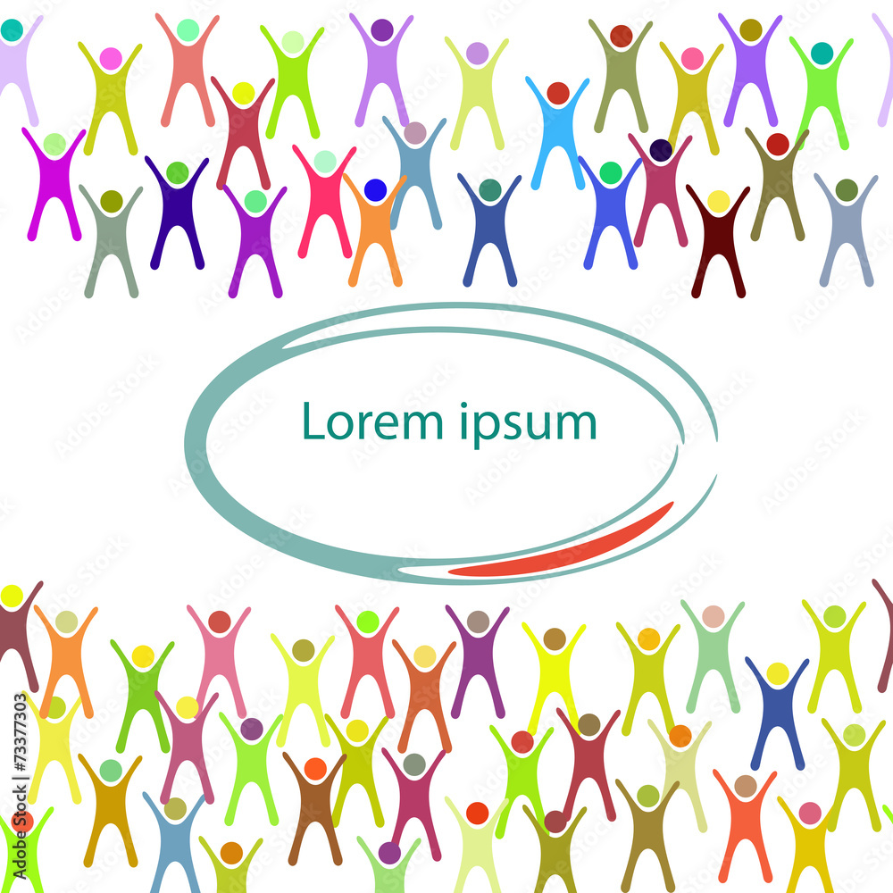 Fototapeta premium Crowd of colorful figure people. Flyer, brochure, booklet cover